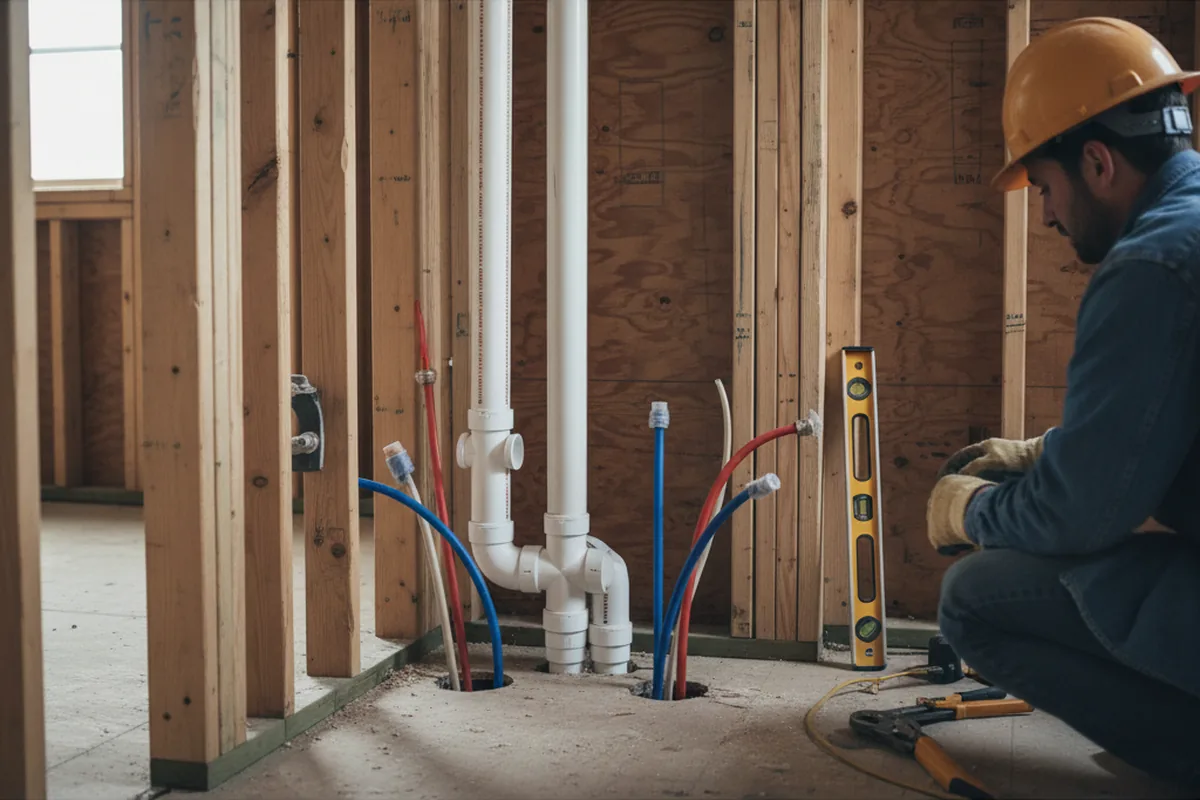 Drain and supply rough-in during Drain Cleaning in Blairs