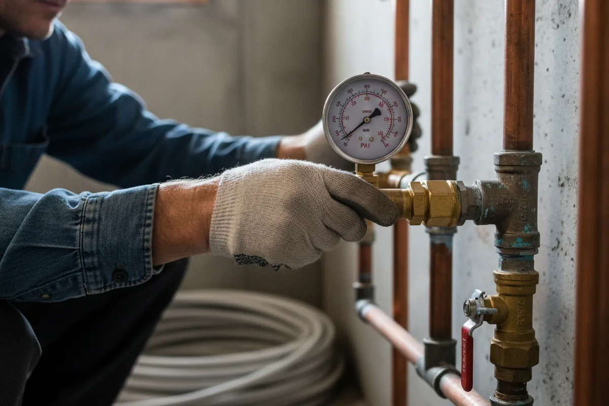 Pressure testing a repaired line during Water Line Repair in Blairs